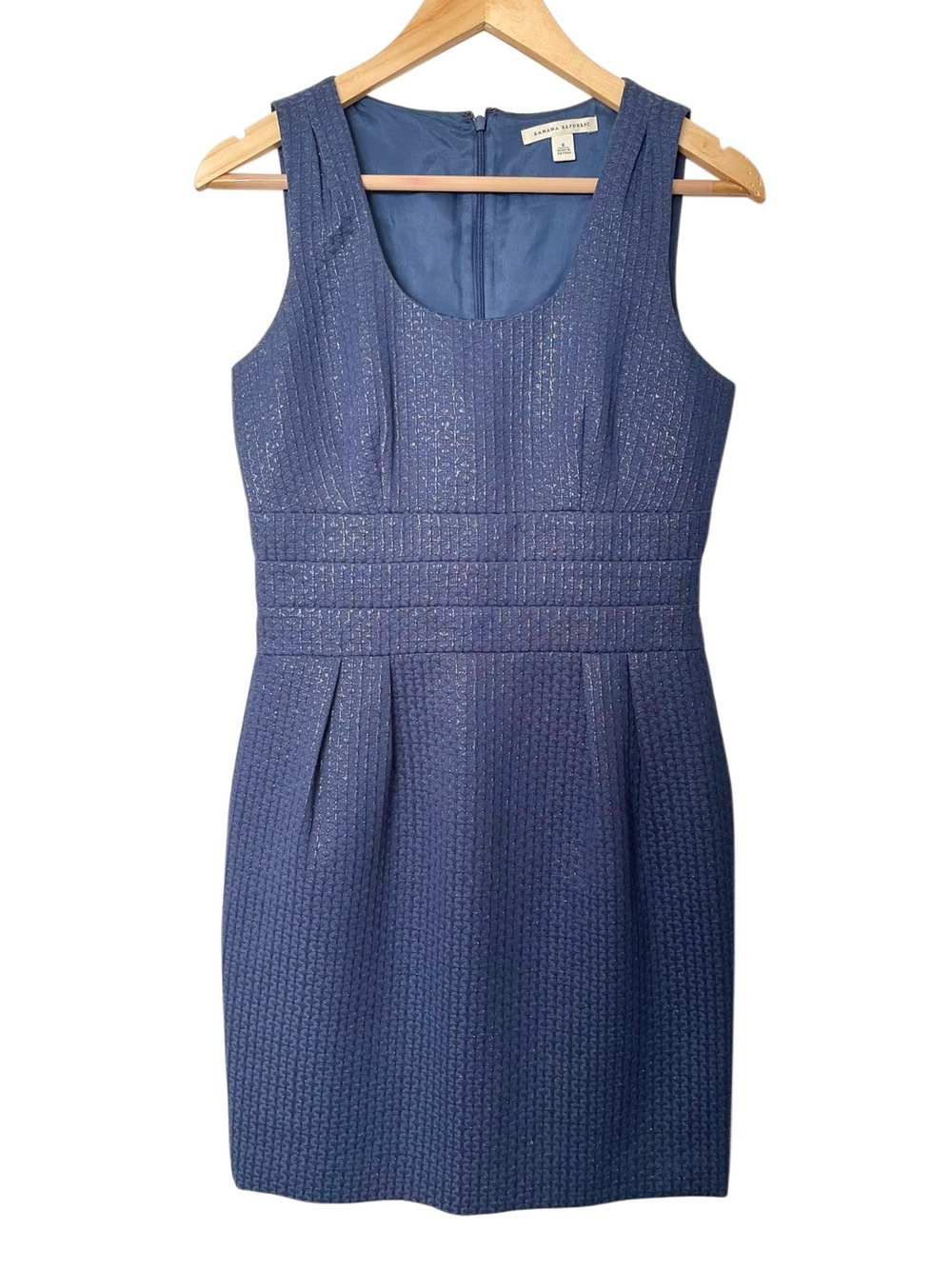 Banana Republic Navy Shimmer Sleeveless Cocktail/Business Casual Sheath Dress